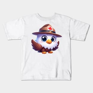 Cute Canadian Mountie Eagle Illustration Kids T-Shirt